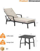 3 Pieces Outdoor Chaise Lounge Set, Aluminum Pool Lounge Chairs with Side Table, Patio Lounge Chairs with Gray Cushions - Photo 4
