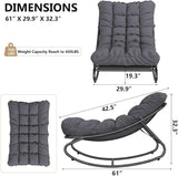Outdoor Papasan Rocking Chair, Oversized Metal Frame Egg Rocker with Thick Waterproof Cushion, 450 lbs - Photo 2