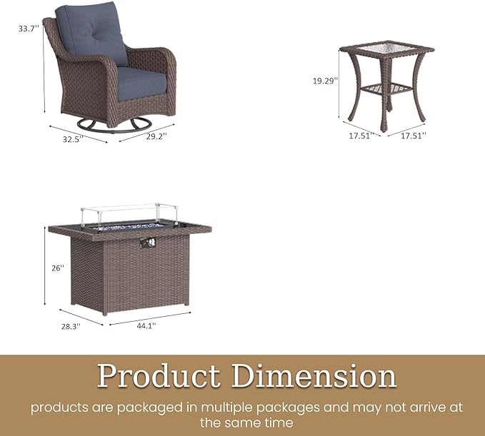 7 Piece Patio Furniture Set with Fire Pit Table - Photo 2