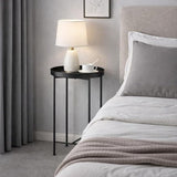 HollyHOME Small Round Metal Waterproof End Table, Accent Indoor&Outdoor Coffee Side Table - Photo 5