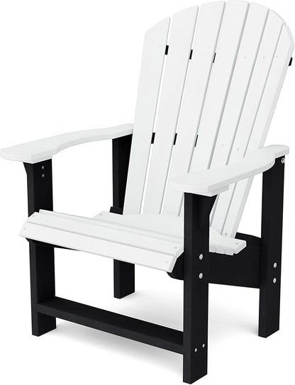 Wildridge Heritage Upright Adirondack Chair, White and Black - Outdoor All-Weather Poly Furniture for Patio, Deck, Yard