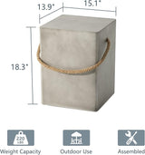 COSIEST Set of 2 Concrete Side Table, Rectangular Outdoor Side Table w Hemp Rope Handles - Photo 3