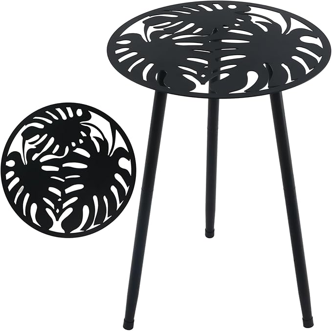 1 Pack Metal Outdoor Side Tables Small Outside Round End Table for Patio Modern Accent Garden Corner Table for Small - Photo 9