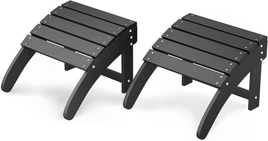 HDPE Adirondack Ottoman Foot Rest, Weather Resistant Outdoor Footstool for Adirondack Chair, Resin Patio Porch Poolside Lawn and Backyard Use