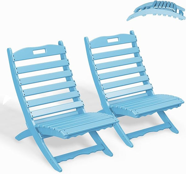 GREENVINES Folding-Xavier-Chairs Set of 2 | Wave | Portable Adirondack-Chair | HDPE Plastic | All Weather Fire-Pit Chair - Photo 1