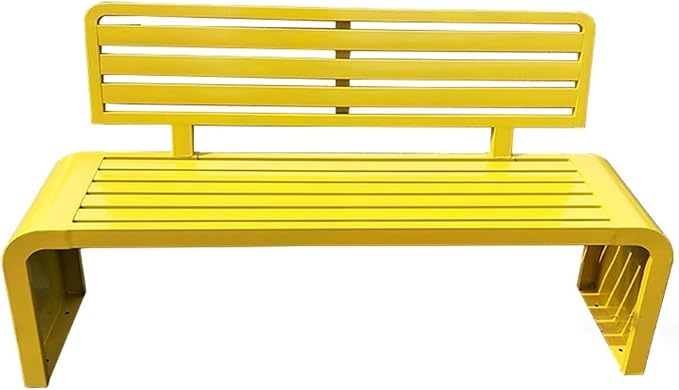 Outdoor Bench, All Weather Garden Bench, Metal Bench with Backrest, Park Patio Bench for Garden, Porch and Backyard(Yellow,100cm/39.3in)