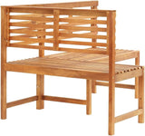 Patio Corner Bench, Vintage Garden Wooden Bench, Bench with Backrest, Garden Furniture Bench for Patio, Garden, Yard - Photo 5
