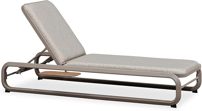 PURPLE LEAF Outdoor Chaise 4 Pieces Layout Lounges for Patio Poolside Slide-Out Side Table with Cushion Adjustable Backrest Chairs Champagne