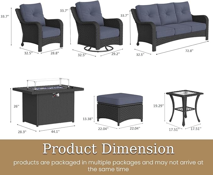 10 Piece Patio Furniture Set with Fire Pit Table - Photo 2