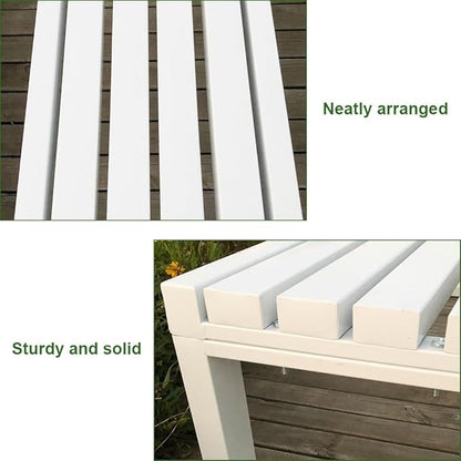 Outdoor Garden Bench,3 Seater Metal Patio Benches,Park Seat for Lawn,Yard,Porch,Backless Furniture Seating,880lb Capacity,39.1/47.2/57/70.8 in(White,39.3 Inch)