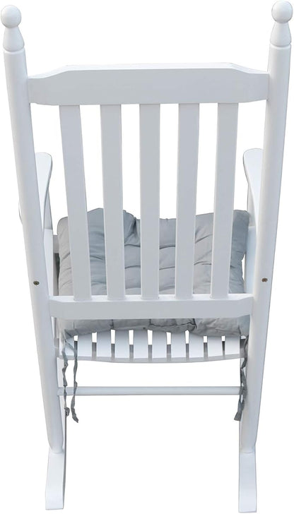 Henf Wooden Rocking Chair Outdoor Porch Rocker Chair, Populus Wood Frame Patio Rocking Chair for Garden, Lawn, Balcony, Backyard, Load Bearing 280 lbs (White)