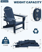 FOOWIN Folding Adirondack Chair Set of 2, HDPE Adirondack Chairs with Cup Holder - Photo 2