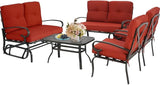 5Pcs Patio Conversation Set Outdoor Wrought Iron Furniture Set with 1 Glider, 1 Loveseat, 2 Single Chairs - Photo 1