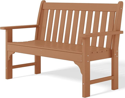 Costaelm Garden Bench, Farmhouse Park Front Porch for Entryway Bench Outdoor Seating Low Bench Patio Bench Outside/Indoor, Teak