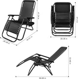 SZHLUX 1 PCS Adjustable Steel Mesh Zero Gravity Lounge Chair Recliners W/Pillows and Cup Holder Trays - Black - Photo 3