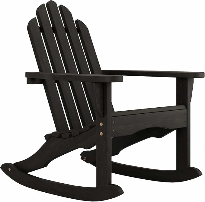 Amish Casual Outdoor Adirondack Rocking Chair in Semi Solid Black Stain - Amish Made in The USA from Treated Pine Wood