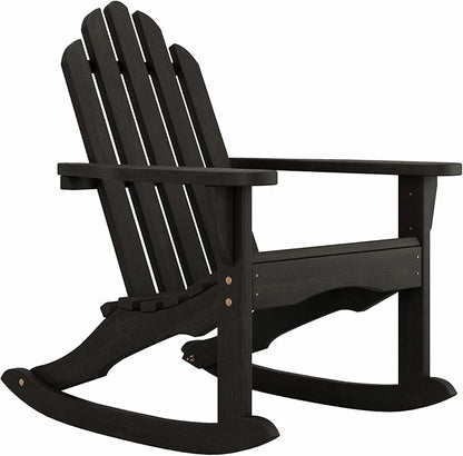 Amish Casual Outdoor Adirondack Rocking Chair in Semi Solid Black Stain - Amish Made in The USA from Treated Pine Wood