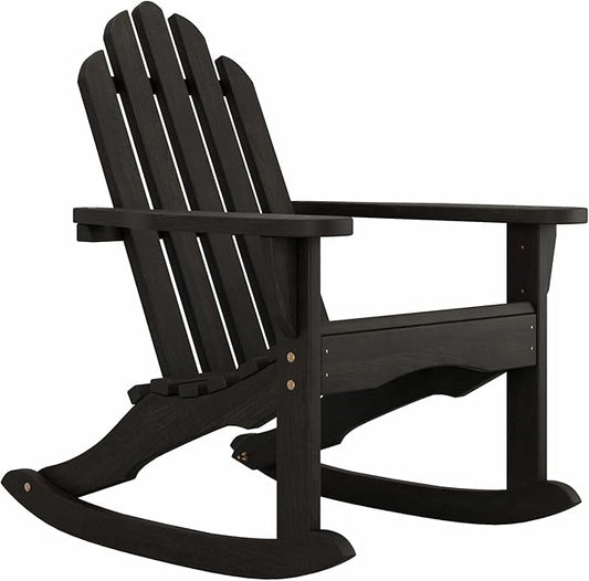 Amish Casual Outdoor Adirondack Rocking Chair in Semi Solid Black Stain - Amish Made in The USA from Treated Pine Wood