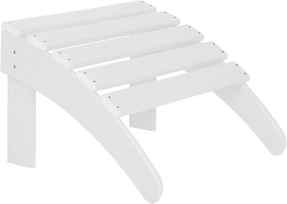 WestinTrends Malibu Outdoor Lounge Chairs Set, 5-Pieces Adirondack Chair Set of 2 with Ottoman and Side Table, All Weather Poly Lumber Patio Lawn Folding Chair for Outside, White