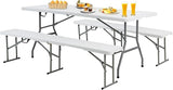 S AFSTAR 3 PCS Folding Table and Benches, 6Ft Camping Table & 2-Pack Folding Chairs with Carry Handles - Photo 1