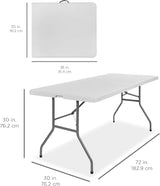 Best Choice Products 6ft Plastic Folding Table, Indoor Outdoor Heavy Duty Portable w/Handle, Lock for Picnic, Party - Photo 2