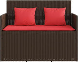 Garden Bench Deck Bench Patio Bench with Cushions Brown Poly Rattan - Photo 4