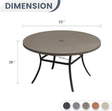VICLLAX 53" Round Patio Dining Table for 6-8, Metal Outdoor Dining Table with Umbrella Hole for Garden, Patio, Balcony - Photo 3