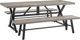 Ulax furniture Outdoor Dining Set, Patio Furniture Table with 1 Rectangular Table and 2 Benches - Photo 7