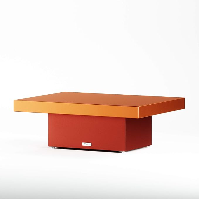 COOKE Santa Barbara Custom Contemporary Outdoor Table (Autumn Texture Aluminum Top, Desert Crimson Red Aluminum Base) - Photo 1