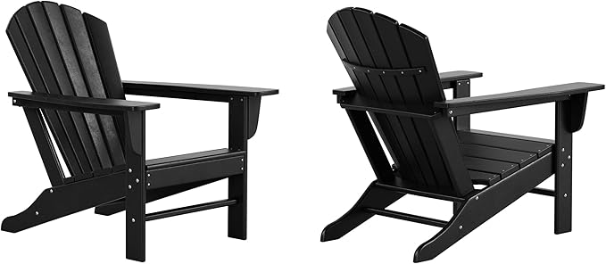 WestinTrends Dylan Outdoor Adirondack Chair (Set of 2), Black