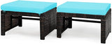 Tangkula 2 Pieces Patio Rattan Ottomans, All Weather Outdoor Footstool Footrest Seat with Soft Cushion, Hidden Zipper - Photo 1