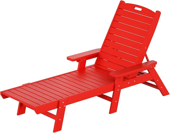 WO WESTIN OUTDOOR HDPE Laguna Poly Reclining Chaise Lounge, Red