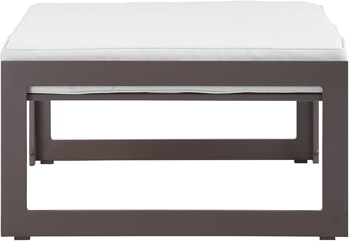 Modway Fortuna Aluminum Outdoor Patio Ottoman in Brown White