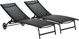 Outsunny Chaise Lounge Outdoor, 2 Piece Lounge Chair with Wheels, Tanning Chair with 5 Adjustable Positions for Patio - Photo 1
