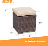 Patiorama 2 Pieces Assembled Outdoor Patio Ottoman - Photo 3