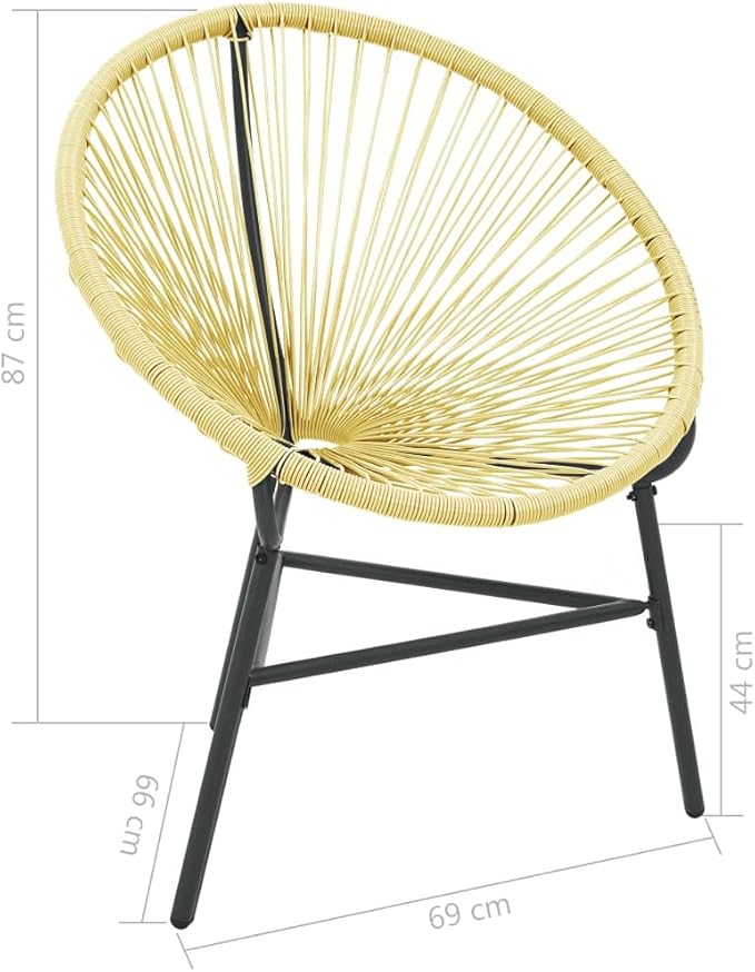 vidaXL Acapulco Chair Beige Poly Rattan, Powder-Coated Steel Standard