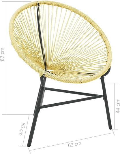 vidaXL Acapulco Chair Beige Poly Rattan, Powder-Coated Steel Standard