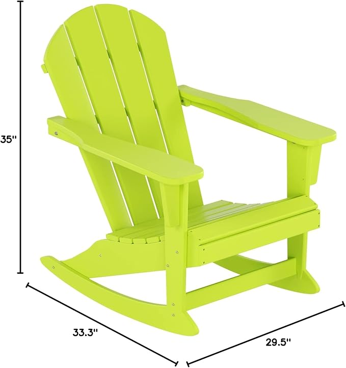WO WESTIN OUTDOOR HDPE Laguna Outdoor Rocking Poly Adirondack Chair, Lime