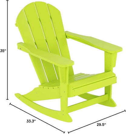 WO WESTIN OUTDOOR HDPE Laguna Outdoor Rocking Poly Adirondack Chair, Lime