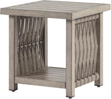Outdoor Side Table, Aluminum Square Patio Side Table, 2-Tier Rope Weave Outdoor End Table with Adjustable Legs - Photo 1