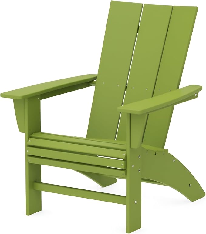 POLYWOOD Modern Adirondack Chair – All-Weather Outdoor Lawn Adirondack Chairs – HDPE, Fade-Resistant & Durable Outdoor Furniture – For Patio, Deck & Fire Pit Chairs – Lime