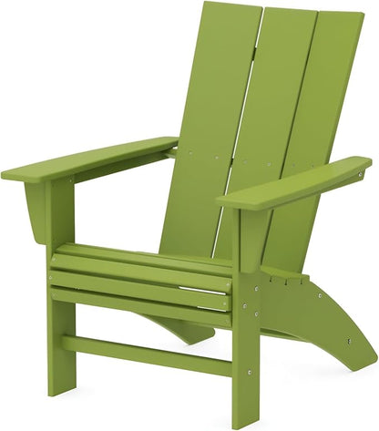 POLYWOOD Modern Adirondack Chair – All-Weather Outdoor Lawn Adirondack Chairs – HDPE, Fade-Resistant & Durable Outdoor Furniture – For Patio, Deck & Fire Pit Chairs – Lime