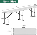 4 Pack 6ft Folding Bench, Plastic Folding Bench for Picnic Camping Dining Party Garden - Photo 3