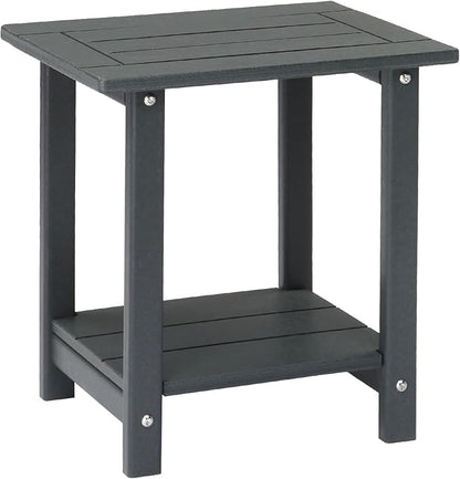 Outvita Adirondack Side Table, 16.5 Inch Square Outdoor End Table, HDPE Weather Resistant Coffee Table for Patio Balcony Deck Garden, Gray