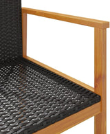 Patio Chairs 2 pcs Black Poly Rattan&Solid Wood Sillas para Patio Lawn Chairs for Dining Table Garden Chair for Picnic - Photo 9