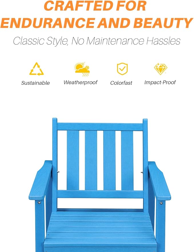 HDPE Patio Dining Set, 5-Piece Outdoor Table and Chairs with Umbrella Hole, Modern Outdoor Dining Set for 4 - Photo 6