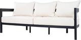 Merax 75.8" Modern Curved Outdoor Aluminum 3-Seater Sofa - Photo 2