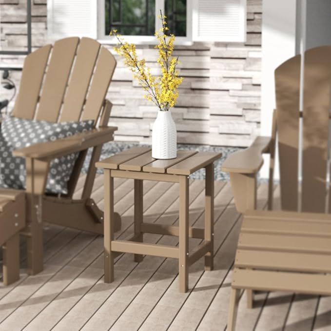 Costaelm Square Outdoor Side Tables, Adirondack Patio Tables for Outside, HDPE Patio End Table Weather Resistant - Photo 8