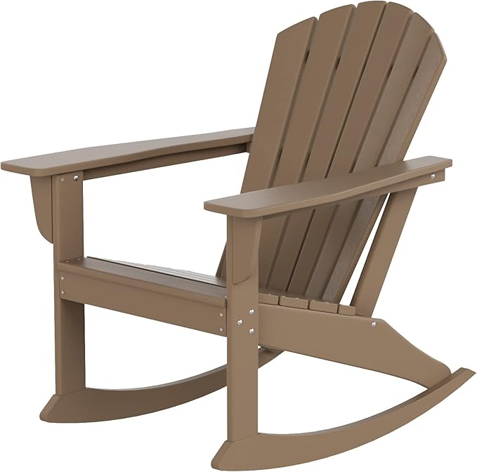 WO WESTIN OUTDOOR HDPE Altura Outdoor Rocking Poly Adirondack Chair, Weathered Wood