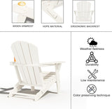 Folding Adirondack Chairs with Cup Holders, Set of 4 HDPE Plastic Outdoor Chairs, Weather Resistant, Real Wood Look - Photo 8